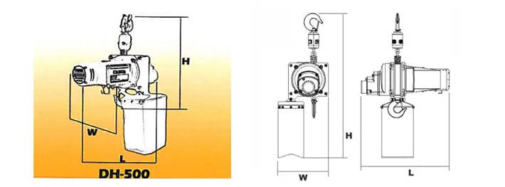 DH-500舞臺(tái)環(huán)鏈電動(dòng)葫蘆尺寸圖