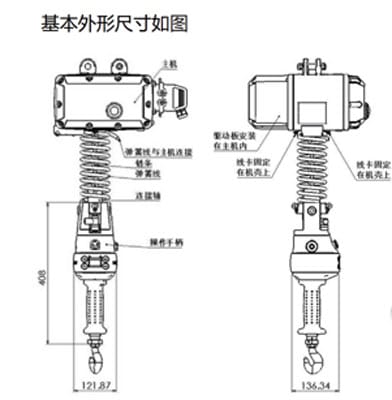 智能環(huán)鏈電動葫蘆尺寸圖