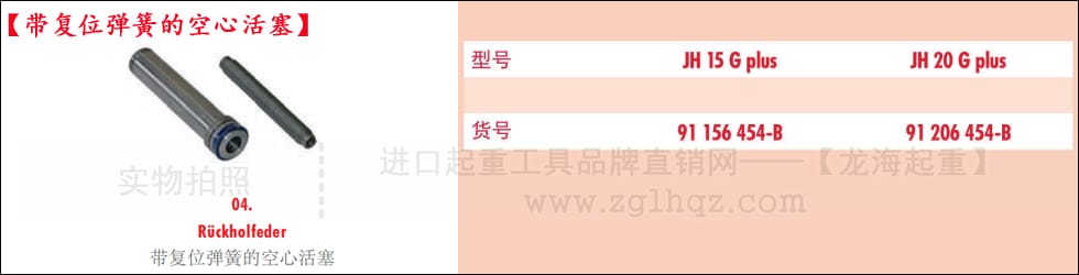 德國(guó)JUNG千斤頂配件：帶復(fù)位彈簧的空心活塞